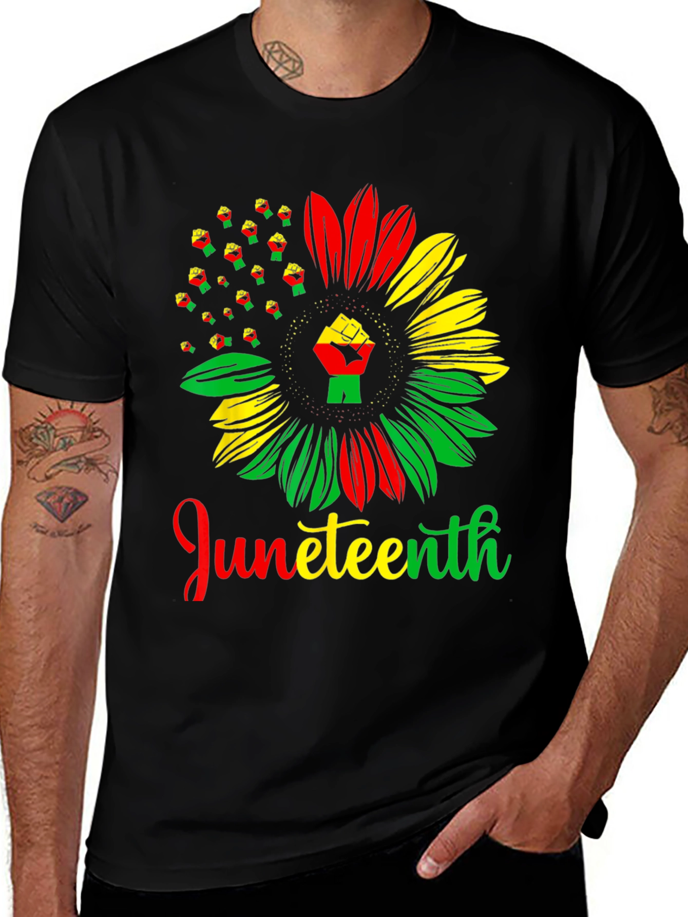 Juneteenth Fist Sunflower Graphic Tee