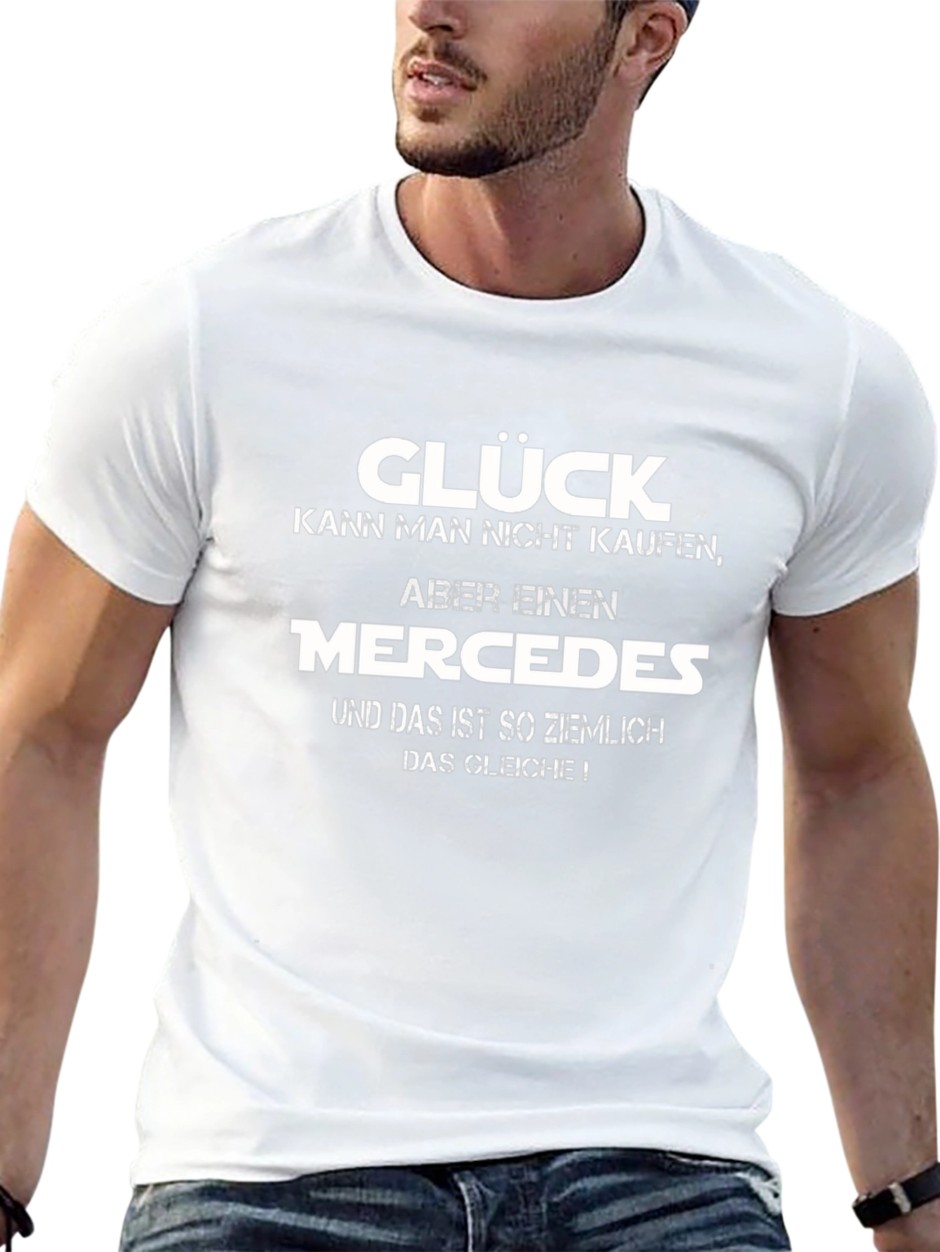 Glück Mercedes T-Shirt Funny German Car Saying Top