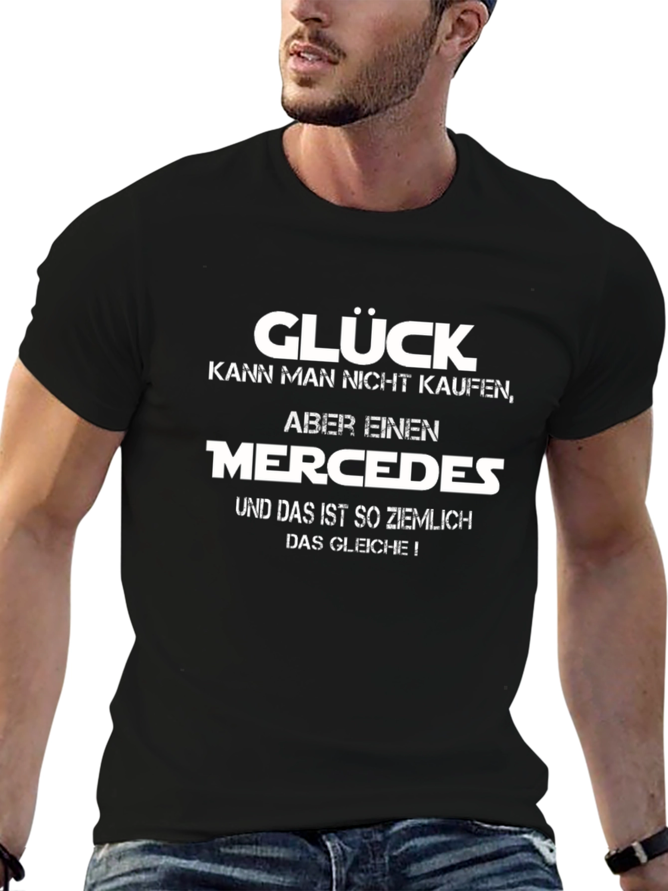 Glück Mercedes T-Shirt Funny German Car Saying Top