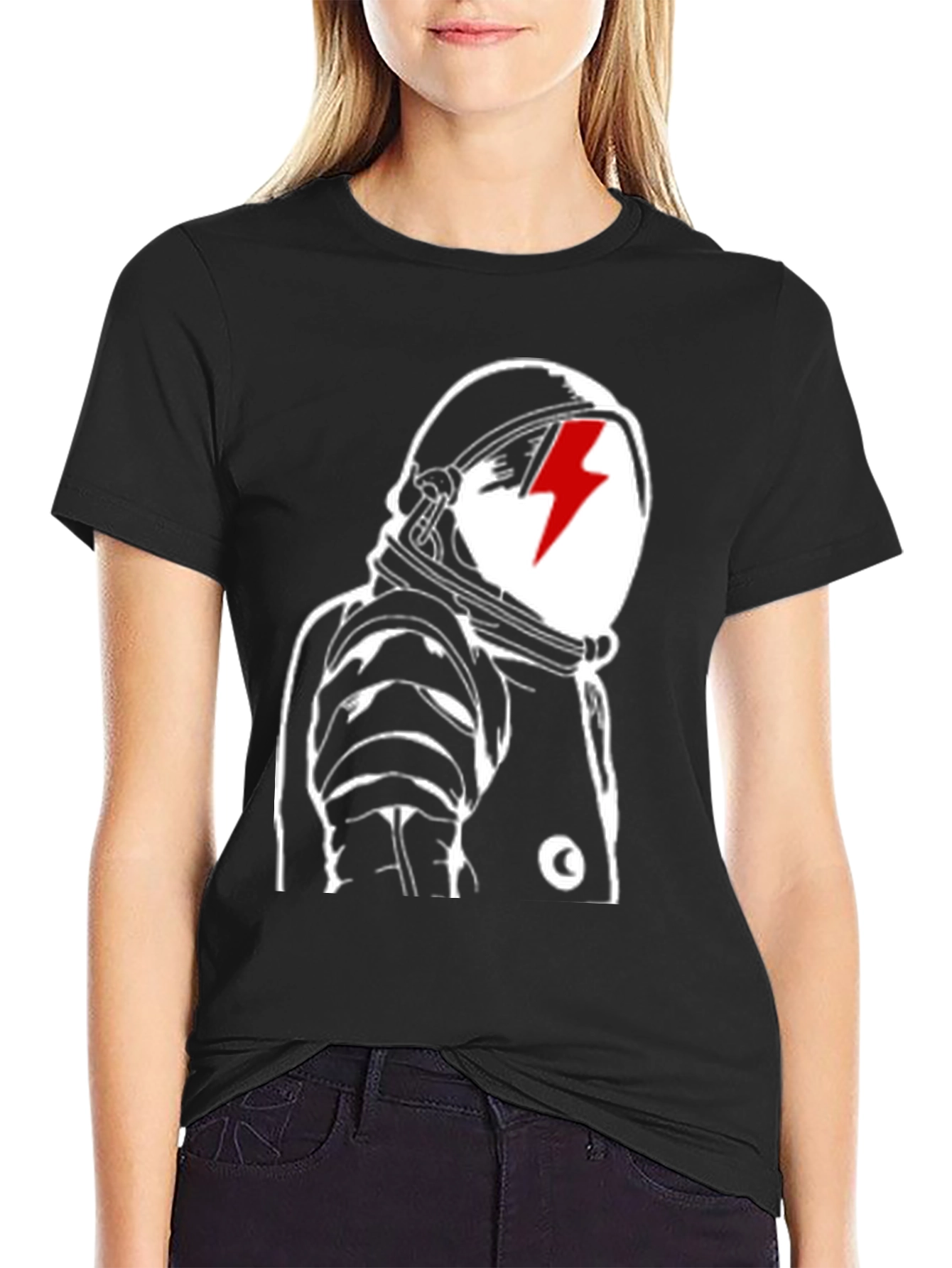Astronaut Lightning Bolt Black Graphic Tee
