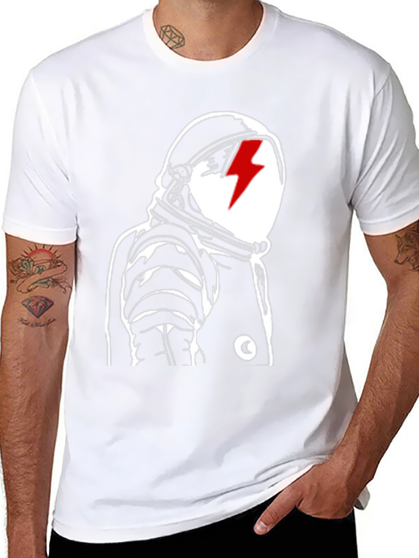 Astronaut Lightning Bolt Black Graphic Tee