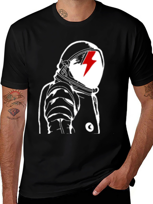 Astronaut Lightning Bolt Black Graphic Tee