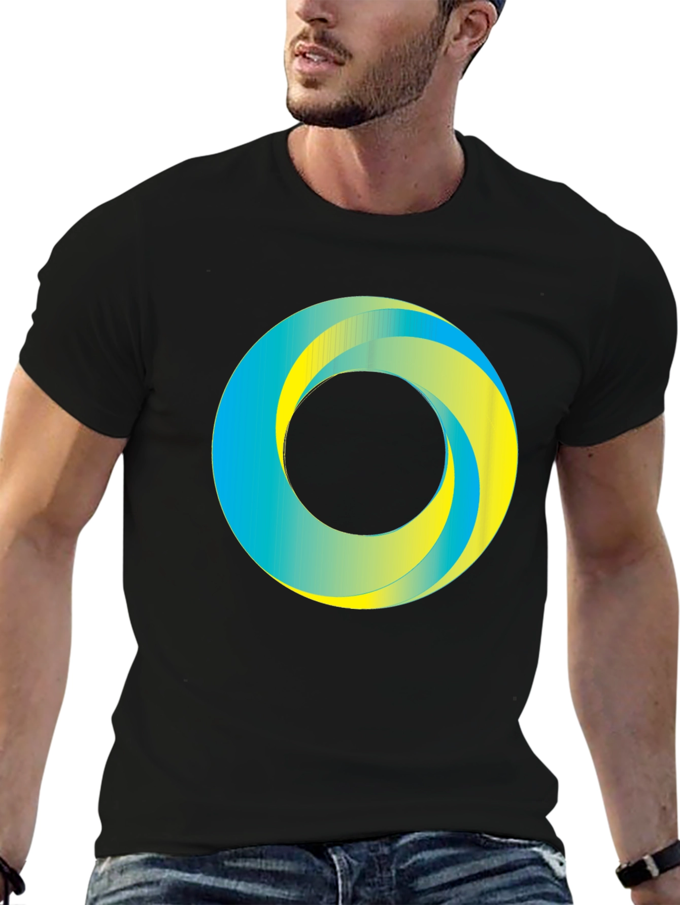 Abstract Circle Graphic Print Tee - Casual Style