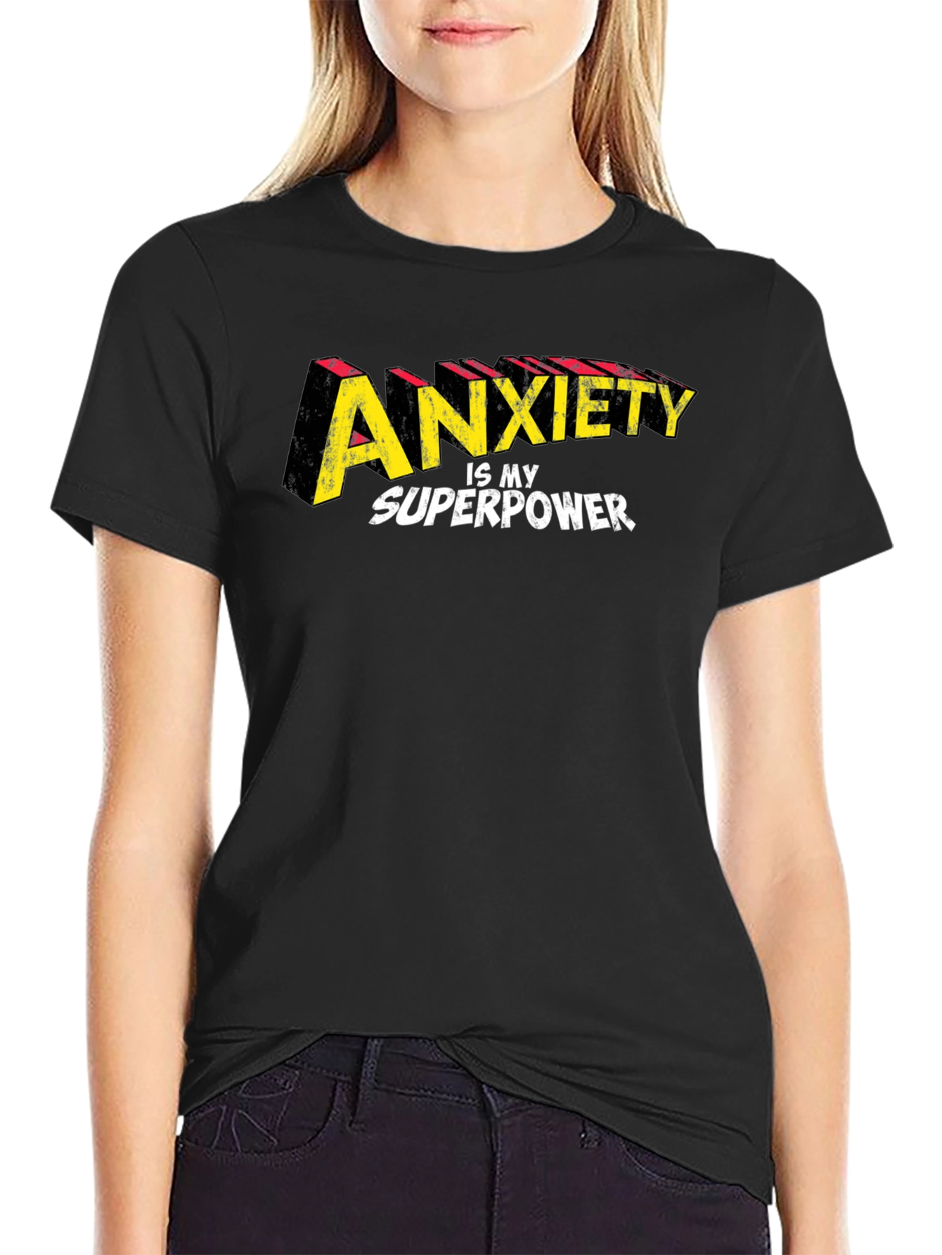 Anxiety Is My Superpower Graphic Tee - Black