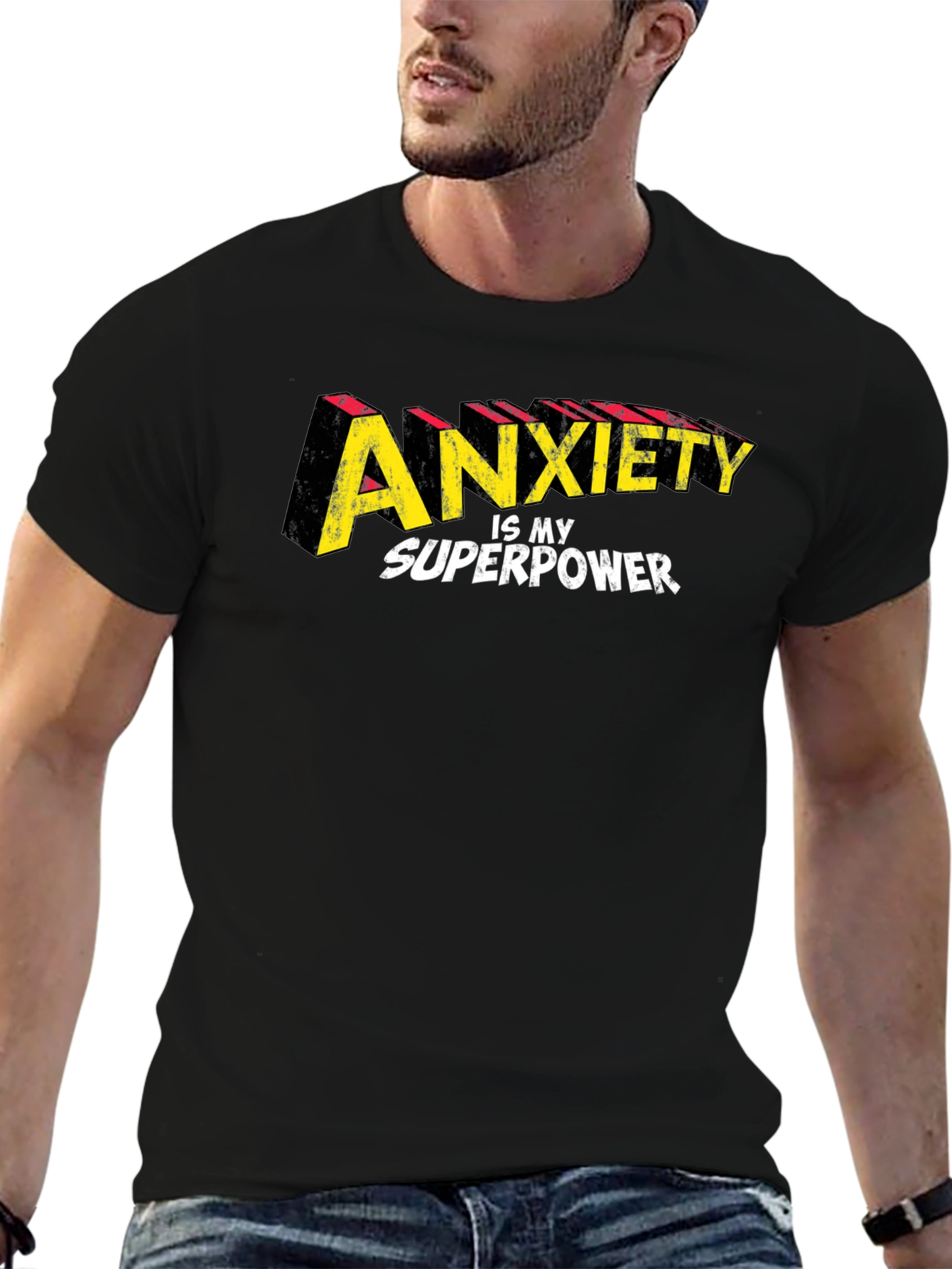 Anxiety Is My Superpower Graphic Tee - Black