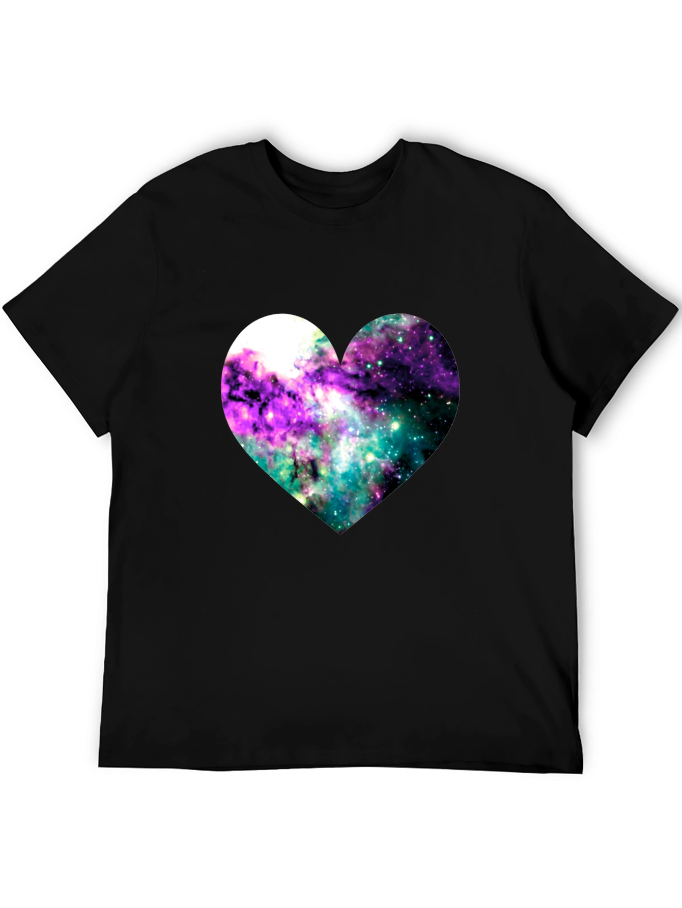 Galaxy Heart Graphic Tee - Black Cotton Blend