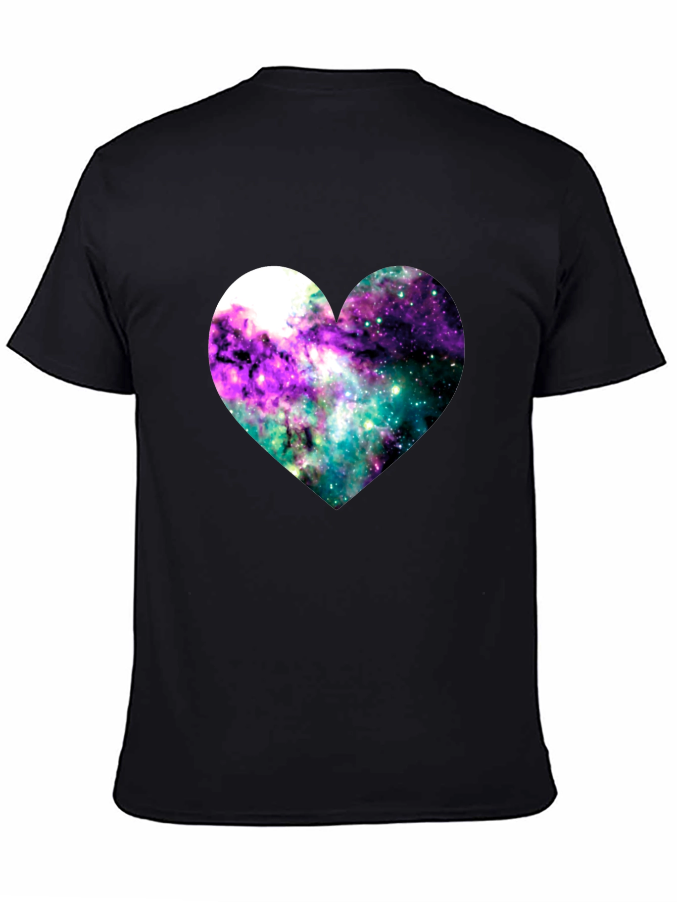 Galaxy Heart Graphic Tee - Black Cotton Blend