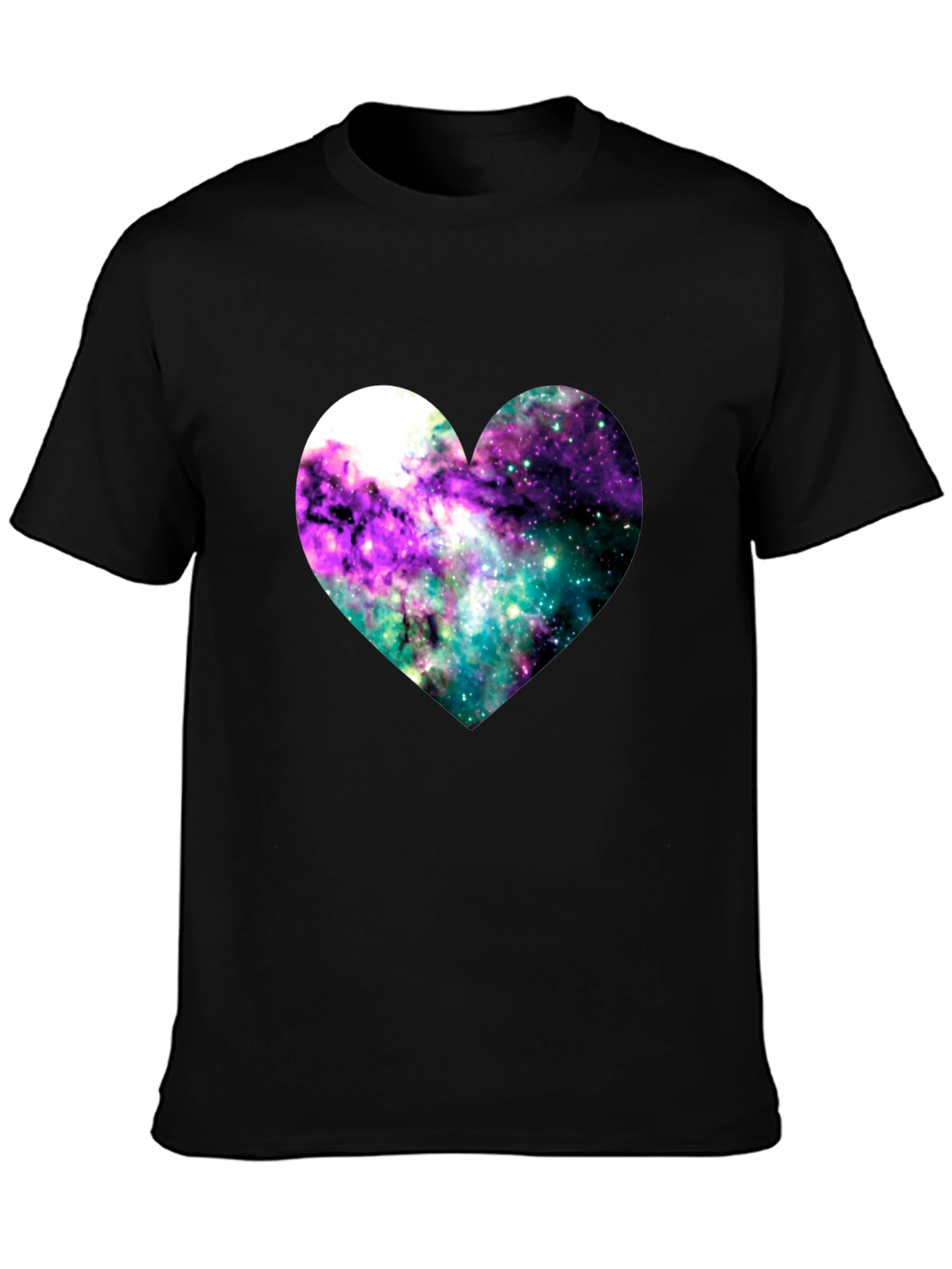Galaxy Heart Graphic Tee - Black Cotton Blend