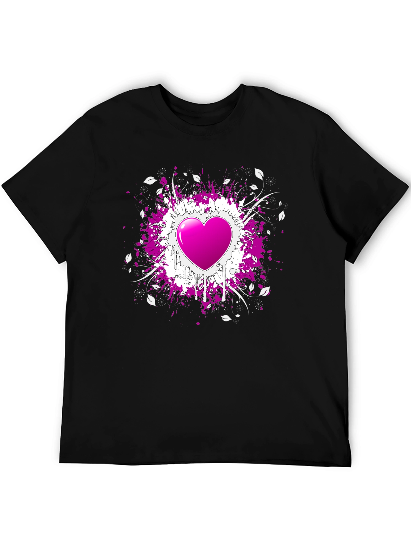 Heart Splatter Graphic Tee - Black