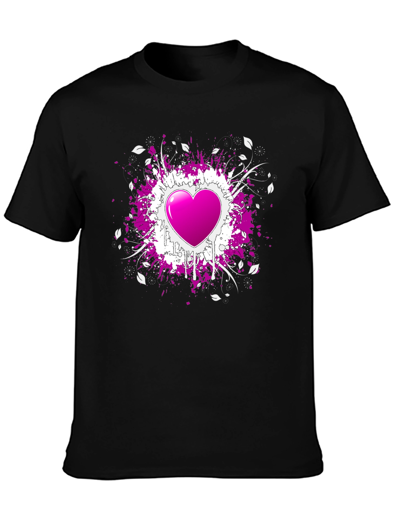Heart Splatter Graphic Tee - Black
