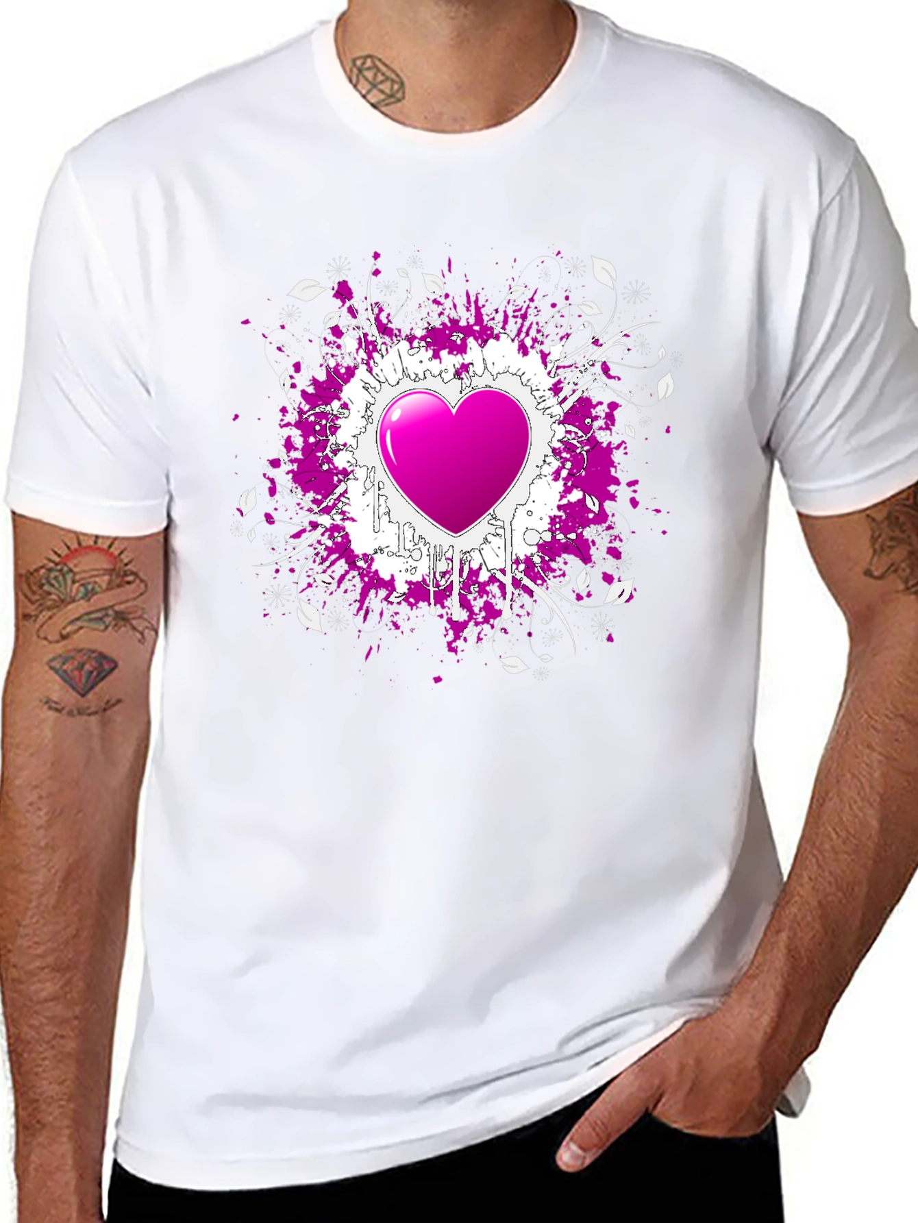 Heart Splatter Graphic Tee - Black