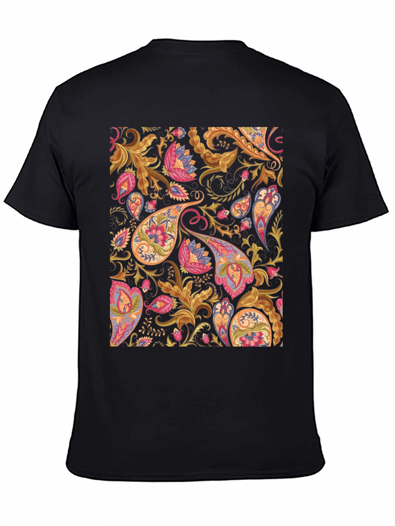 Paisley Pattern Black T-Shirt