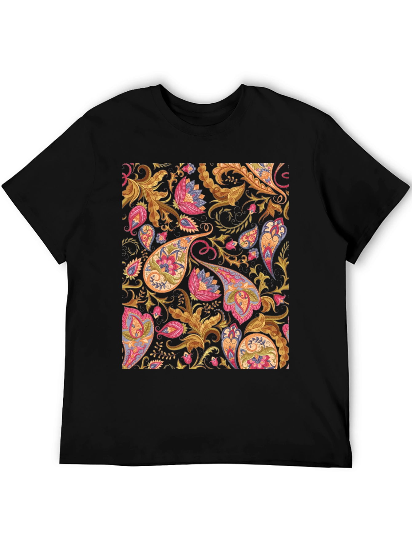 Paisley Pattern Black T-Shirt