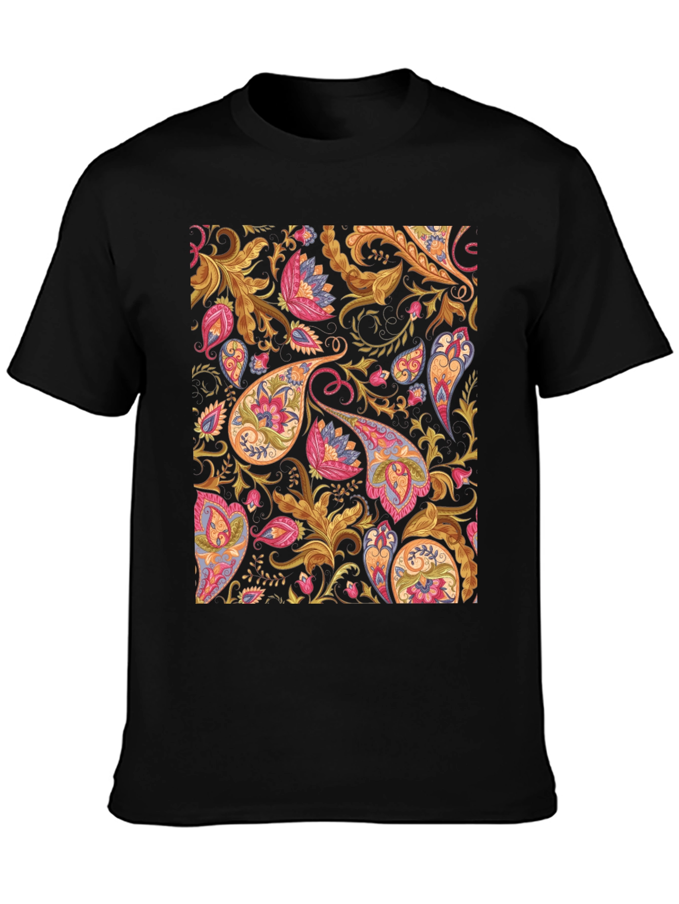 Paisley Pattern Black T-Shirt