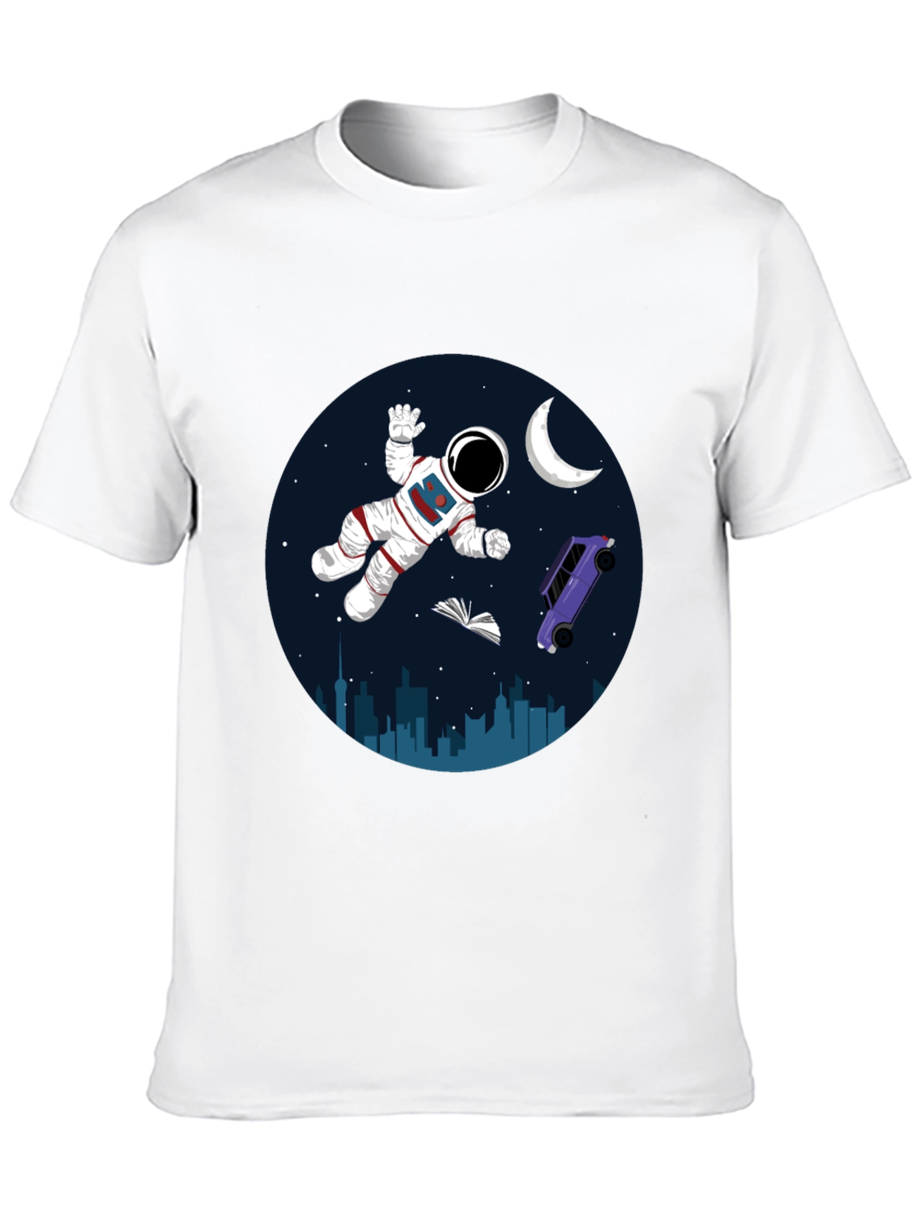 Astronaut in Space Graphic Tee - Black Cotton Blend