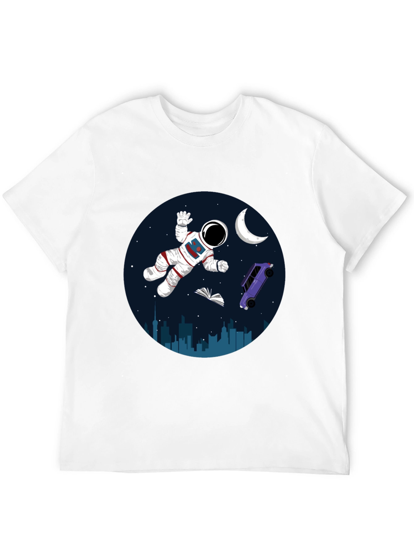 Astronaut in Space Graphic Tee - Black Cotton Blend