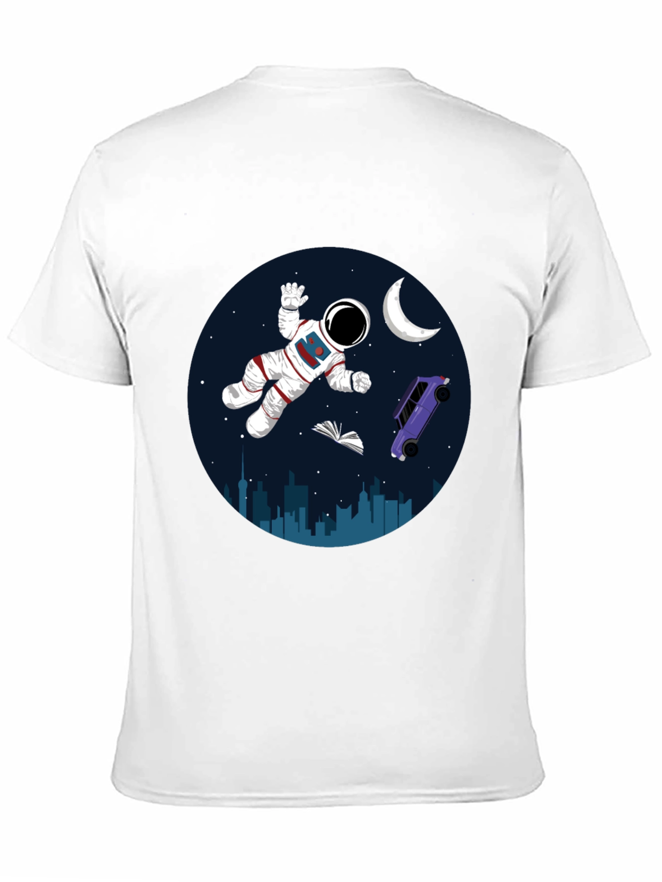 Astronaut in Space Graphic Tee - Black Cotton Blend
