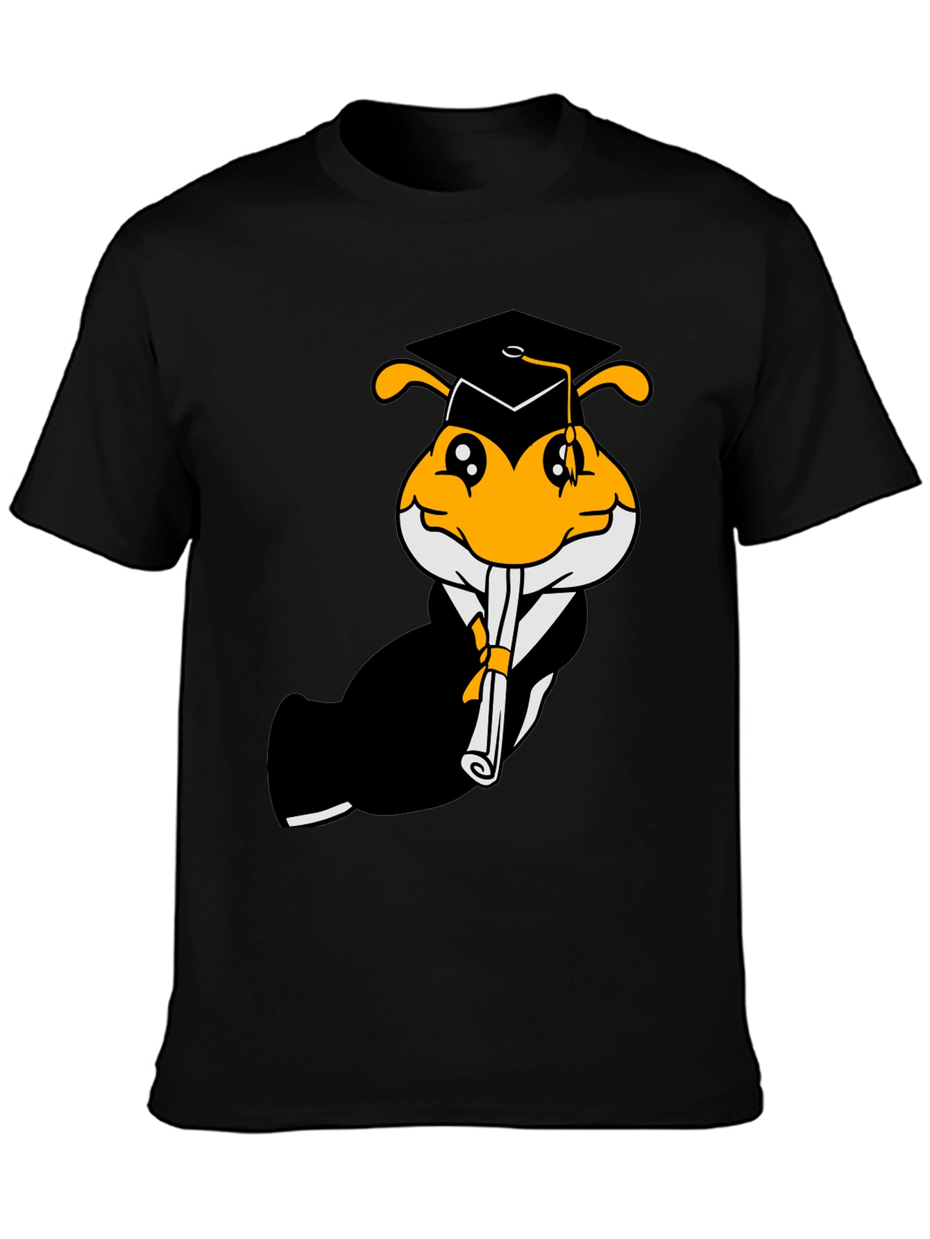 Graduation Bee Graphic Tee - Black Cotton T-Shirt