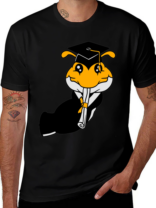 Graduation Bee Graphic Tee - Black Cotton T-Shirt