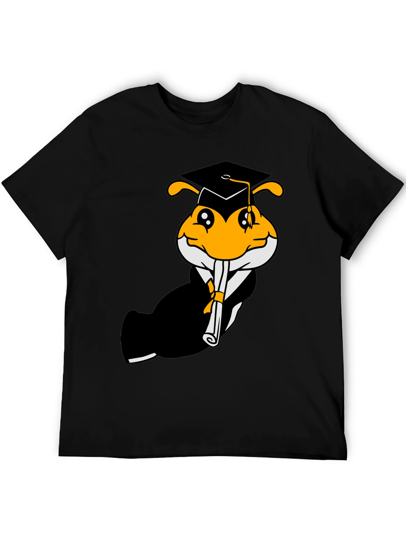 Graduation Bee Graphic Tee - Black Cotton T-Shirt