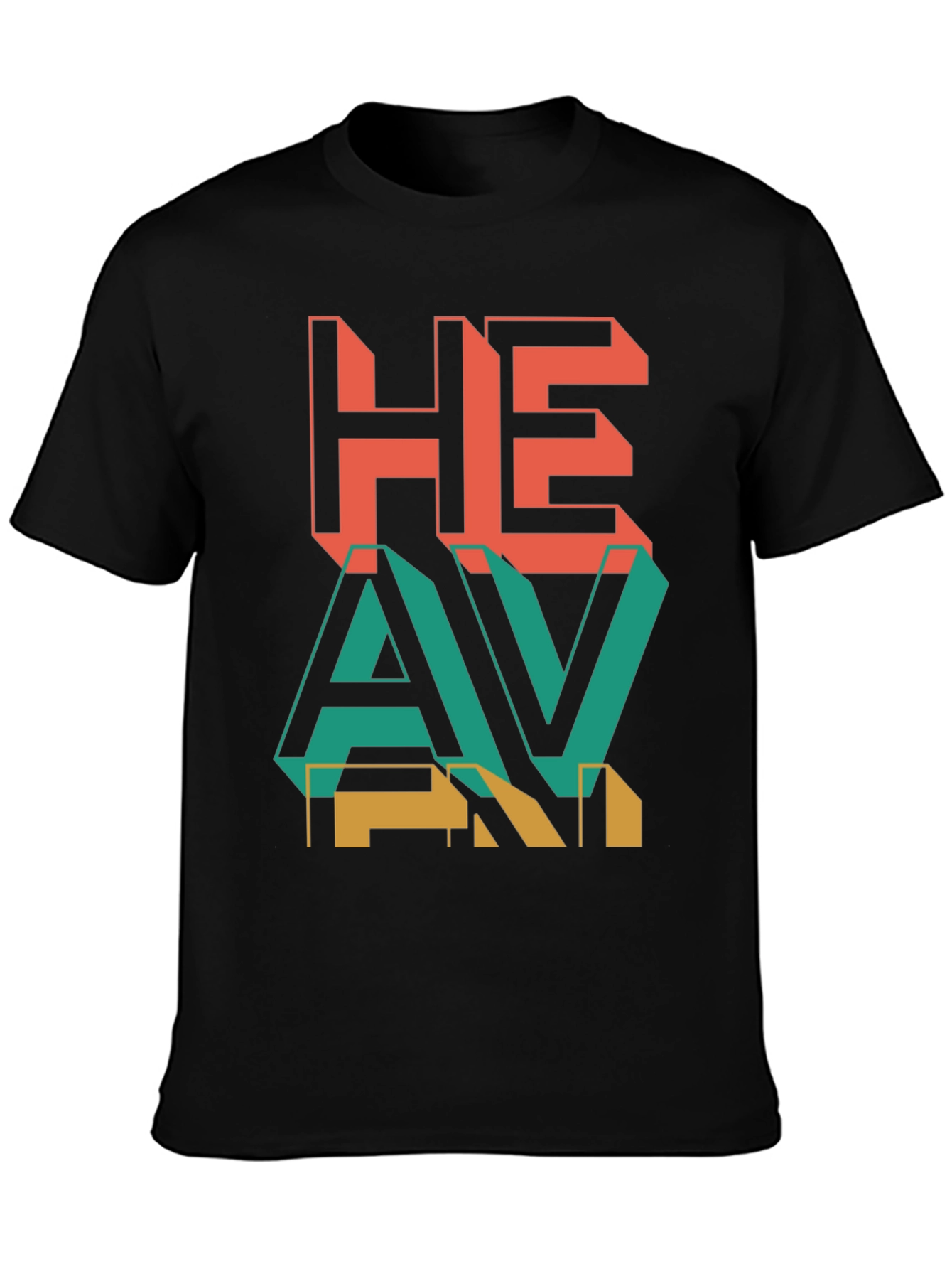 Heavy Retro Graphic Print Black T-Shirt