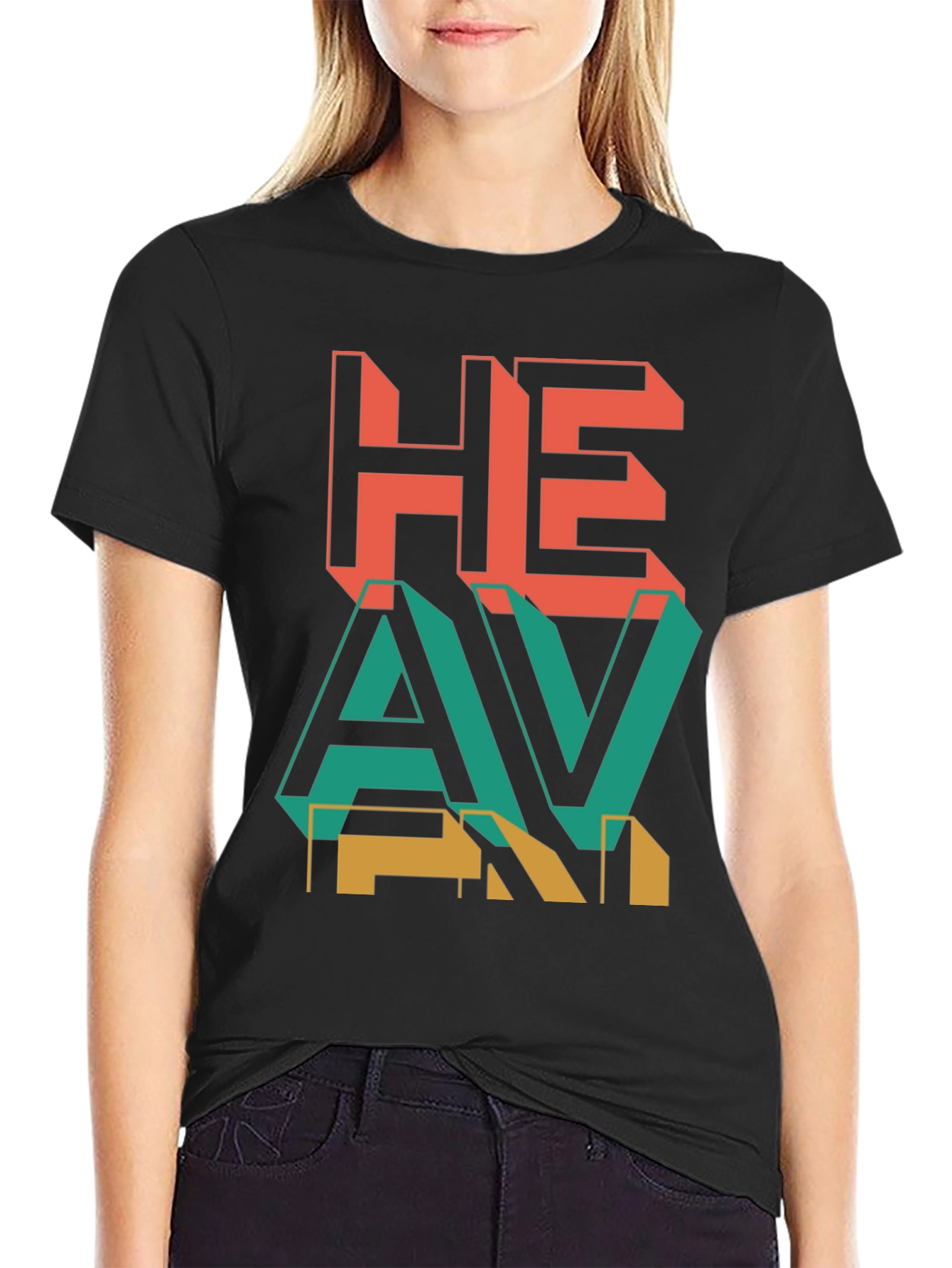 Heavy Retro Graphic Print Black T-Shirt