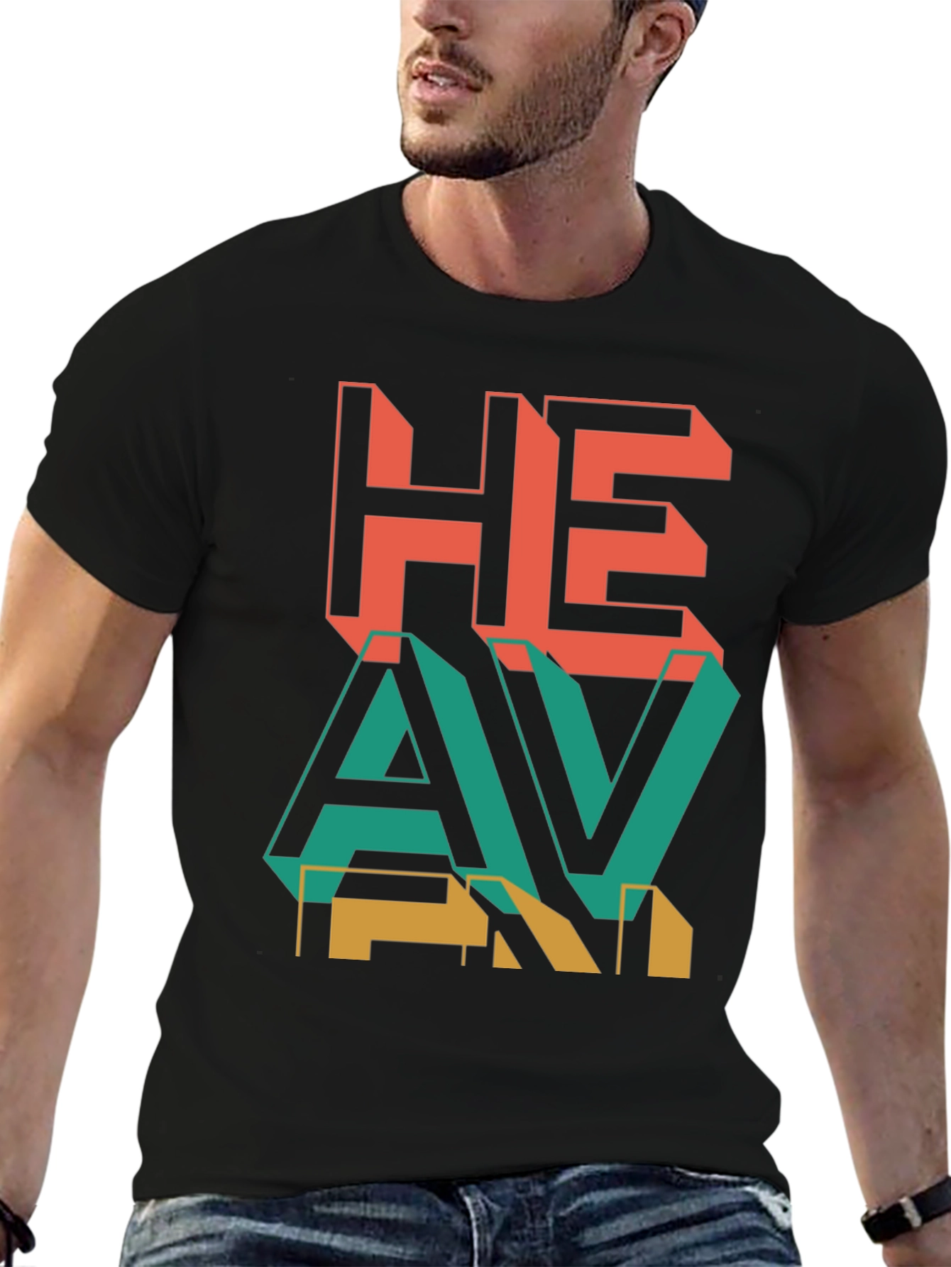 Heavy Retro Graphic Print Black T-Shirt