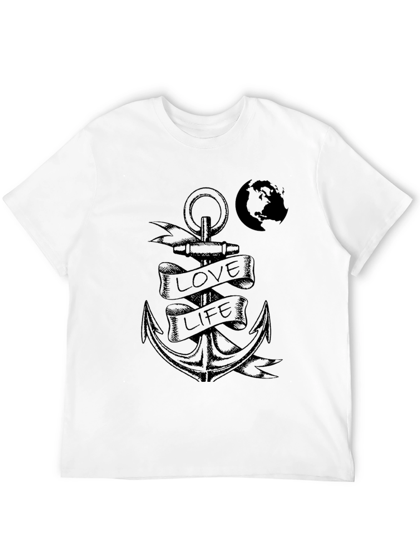 Anchor Love Life Graphic Print Black T-Shirt