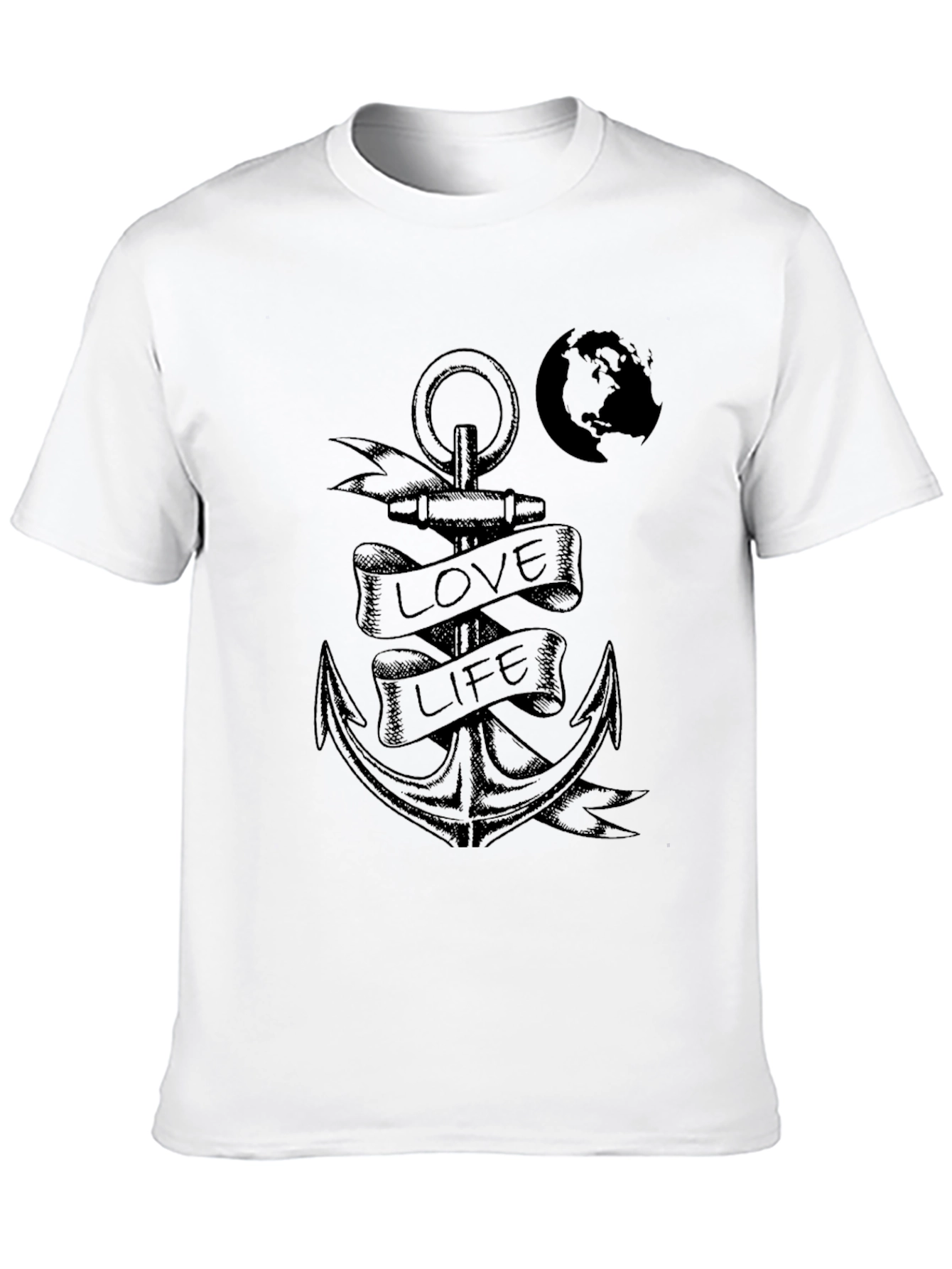 Anchor Love Life Graphic Print Black T-Shirt