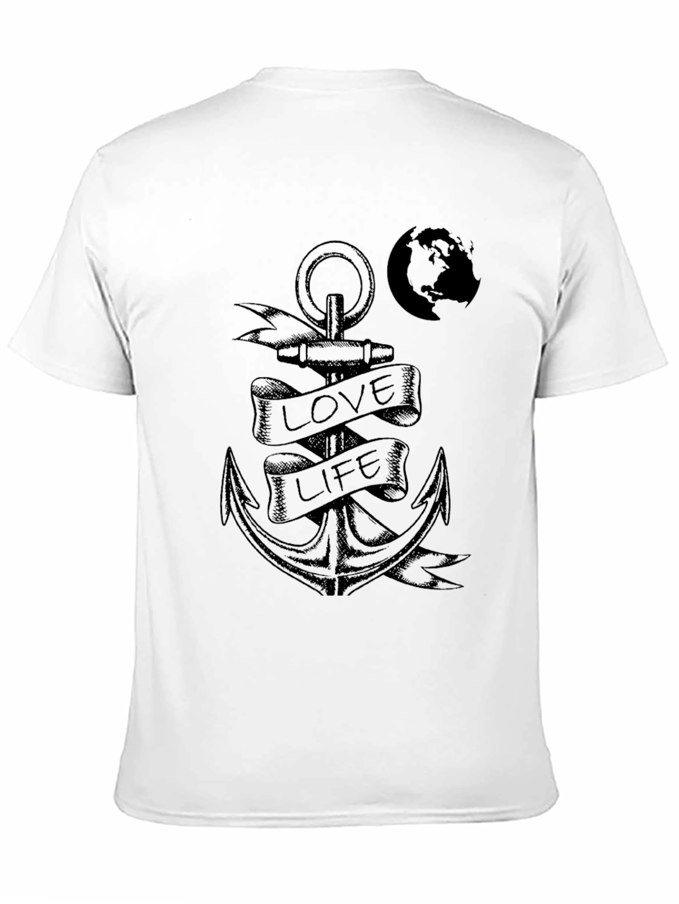 Anchor Love Life Graphic Print Black T-Shirt