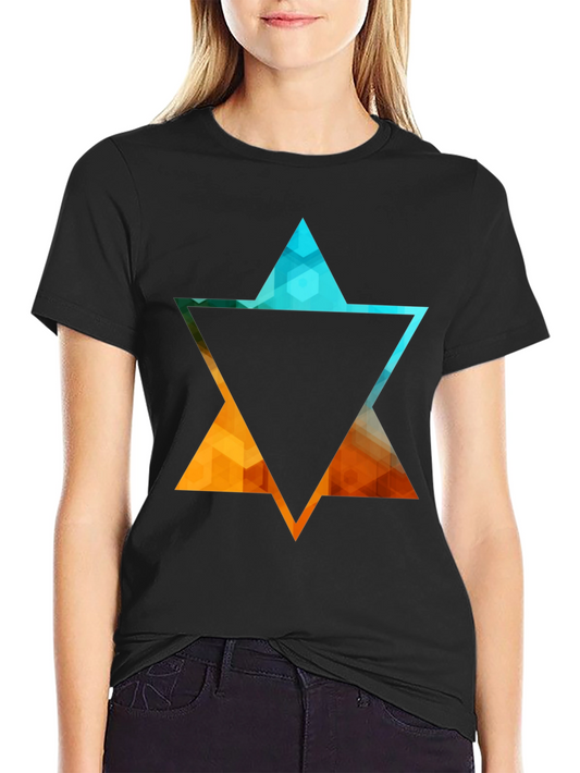 Geometric Star Graphic Tee - Stylish Black T-Shirt
