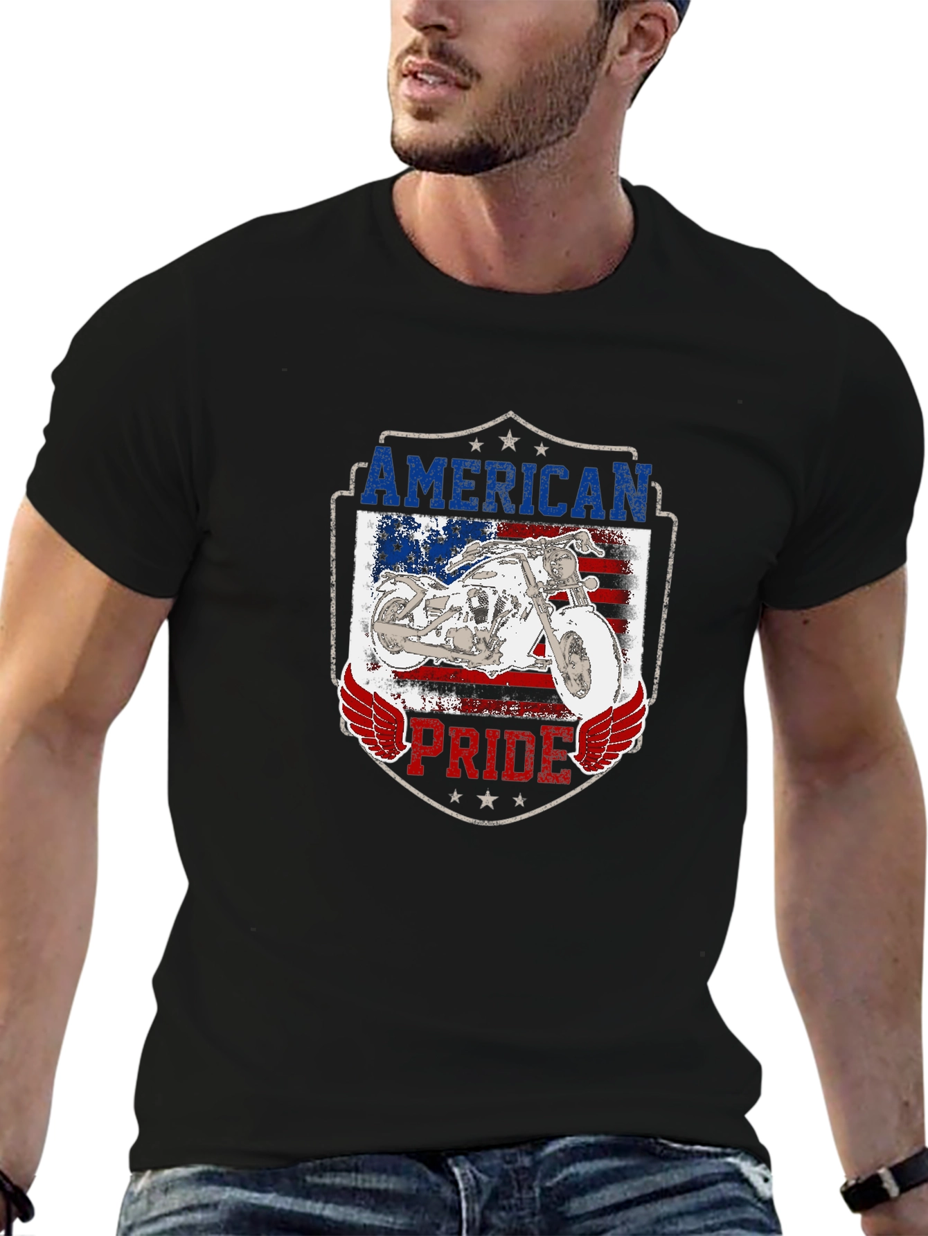 American Pride Motorcycle Graphic T-Shirt