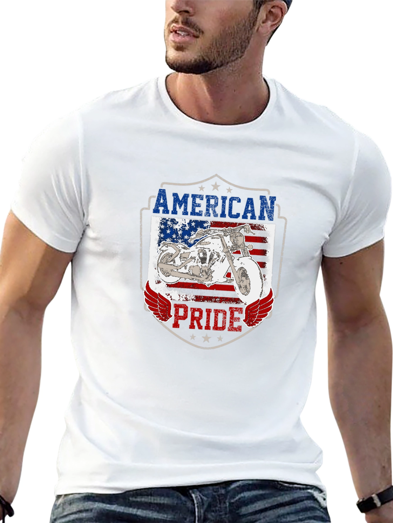American Pride Motorcycle Graphic T-Shirt