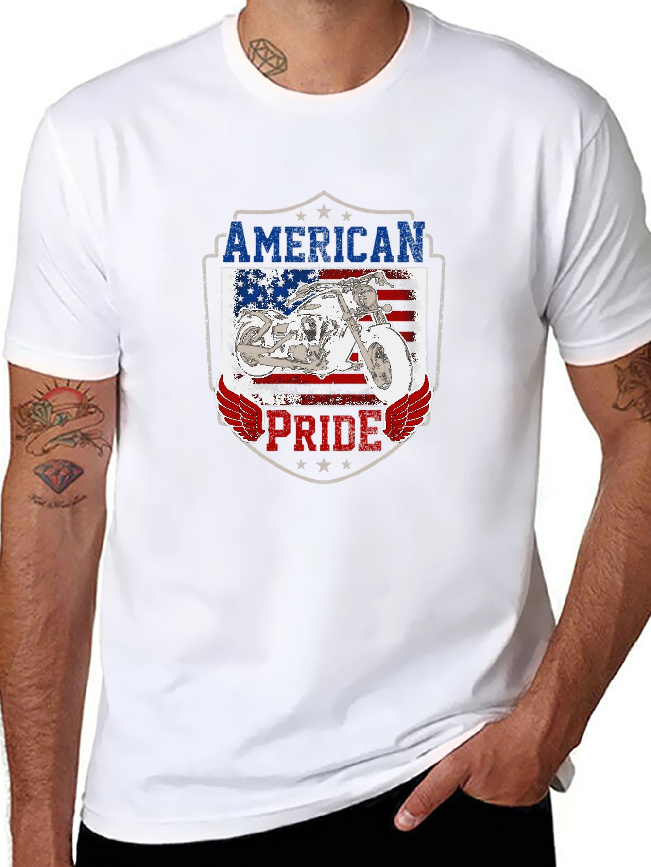 American Pride Motorcycle Graphic T-Shirt