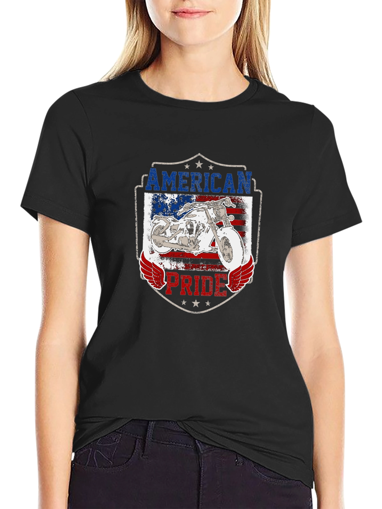 American Pride Motorcycle Graphic T-Shirt