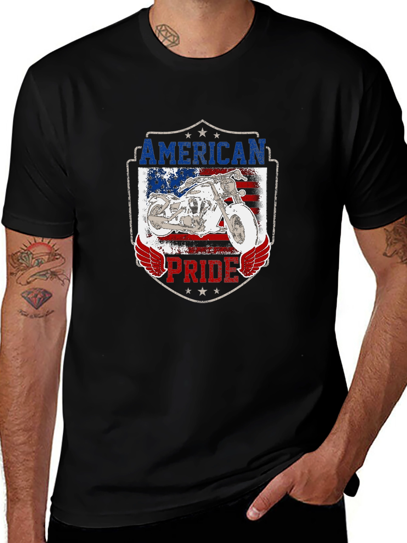 American Pride Motorcycle Graphic T-Shirt