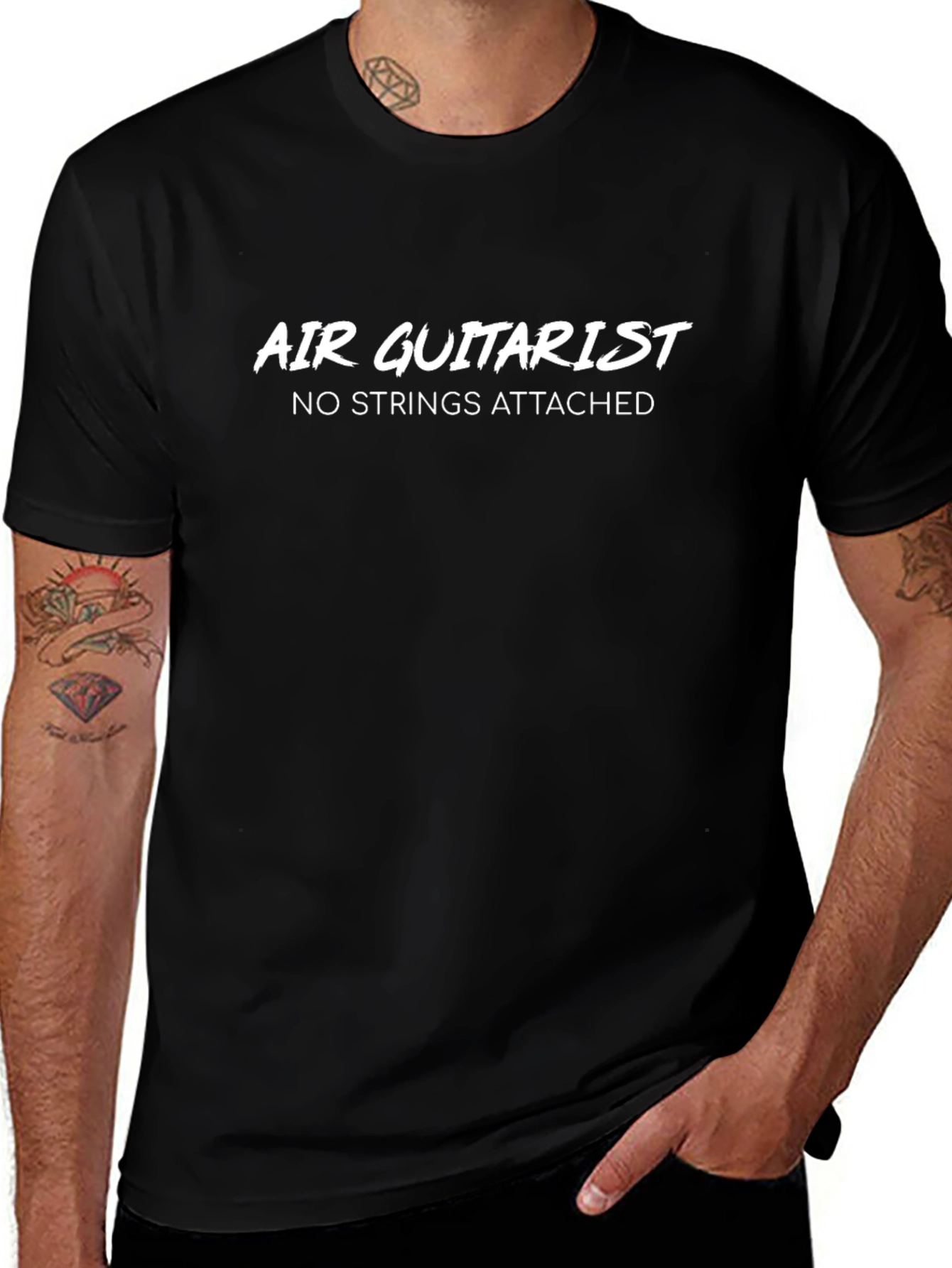 Air Guitarist Black T-Shirt - No Strings Attached