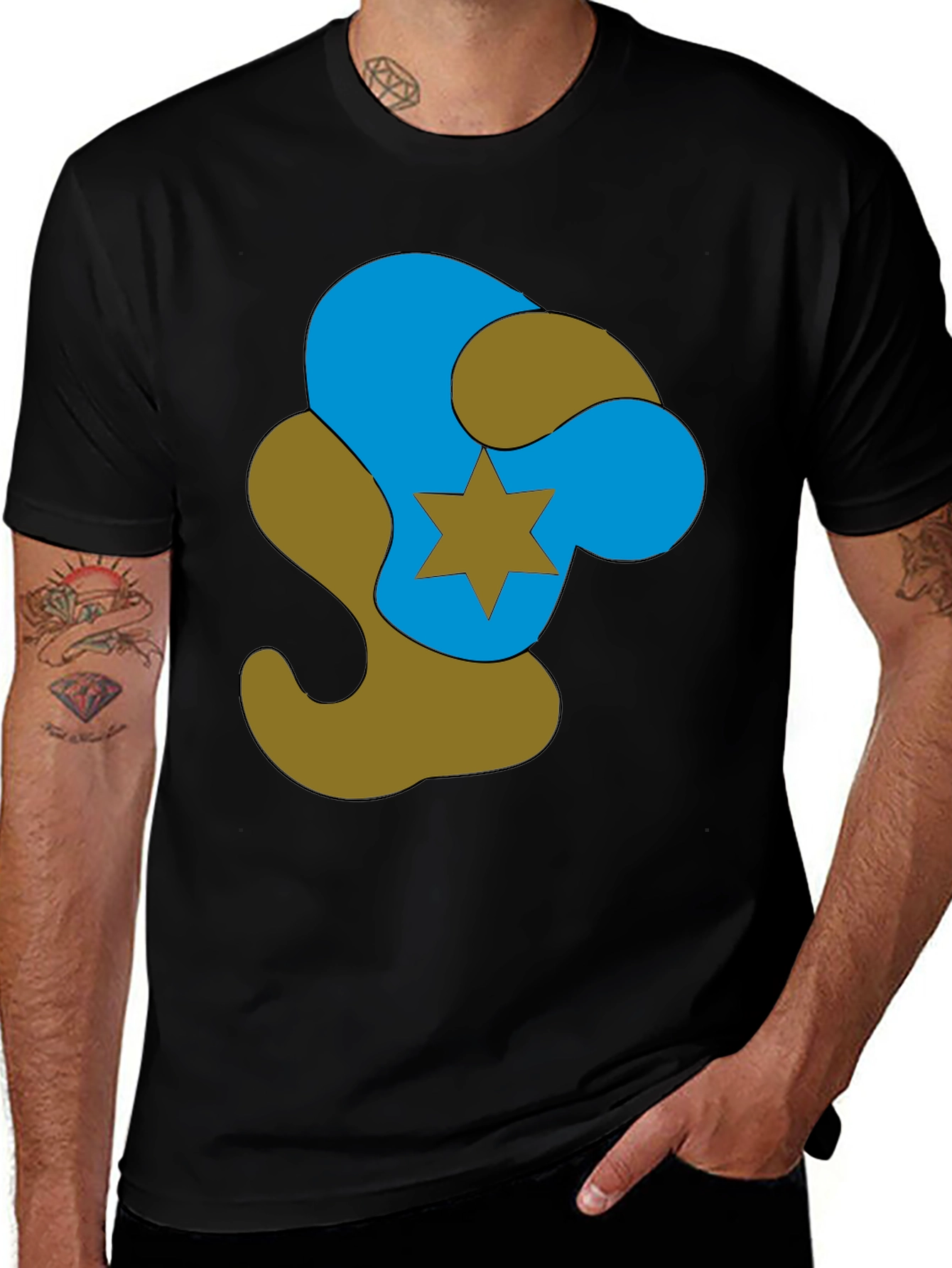 Abstract Star Graphic Black T-Shirt