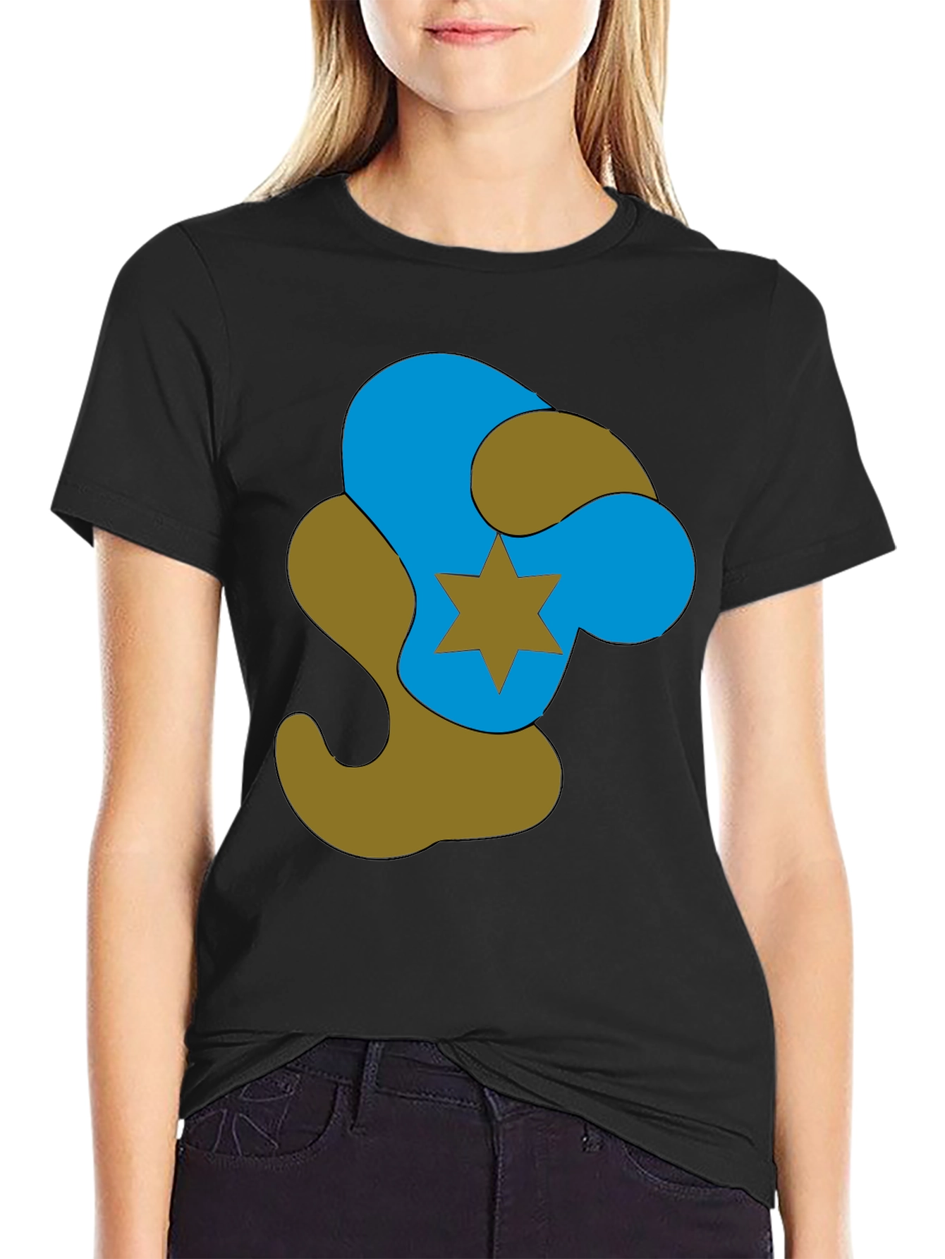 Abstract Star Graphic Black T-Shirt