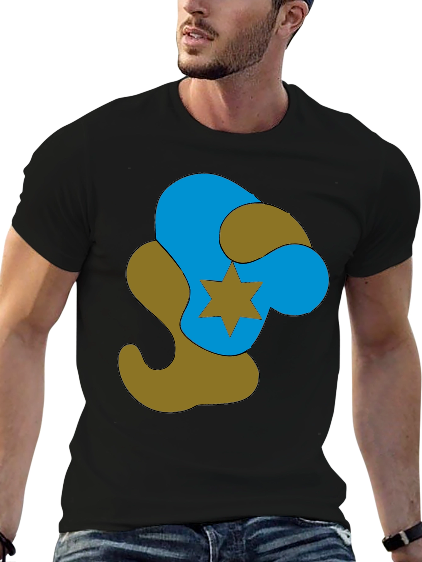 Abstract Star Graphic Black T-Shirt