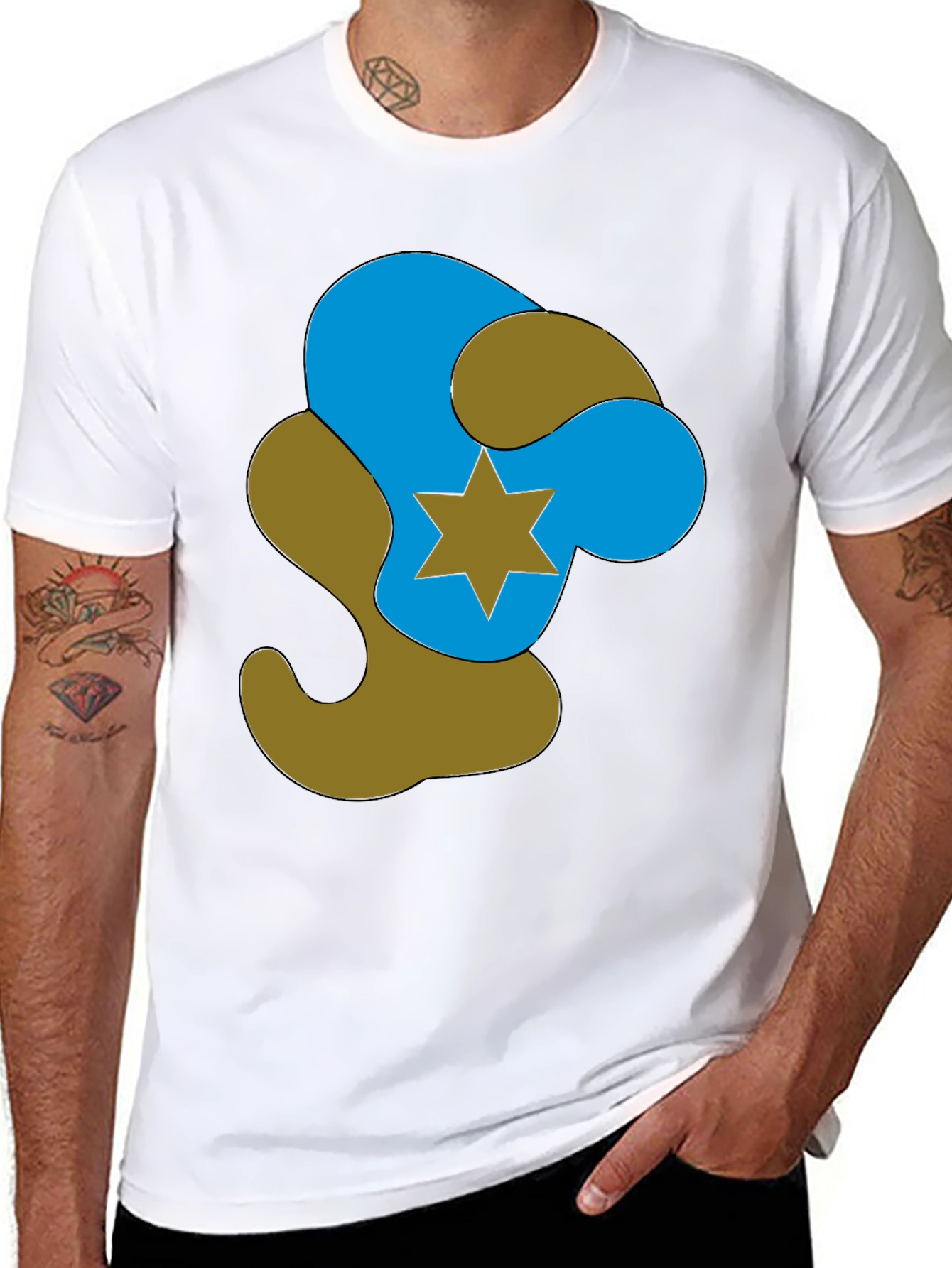 Abstract Star Graphic Black T-Shirt