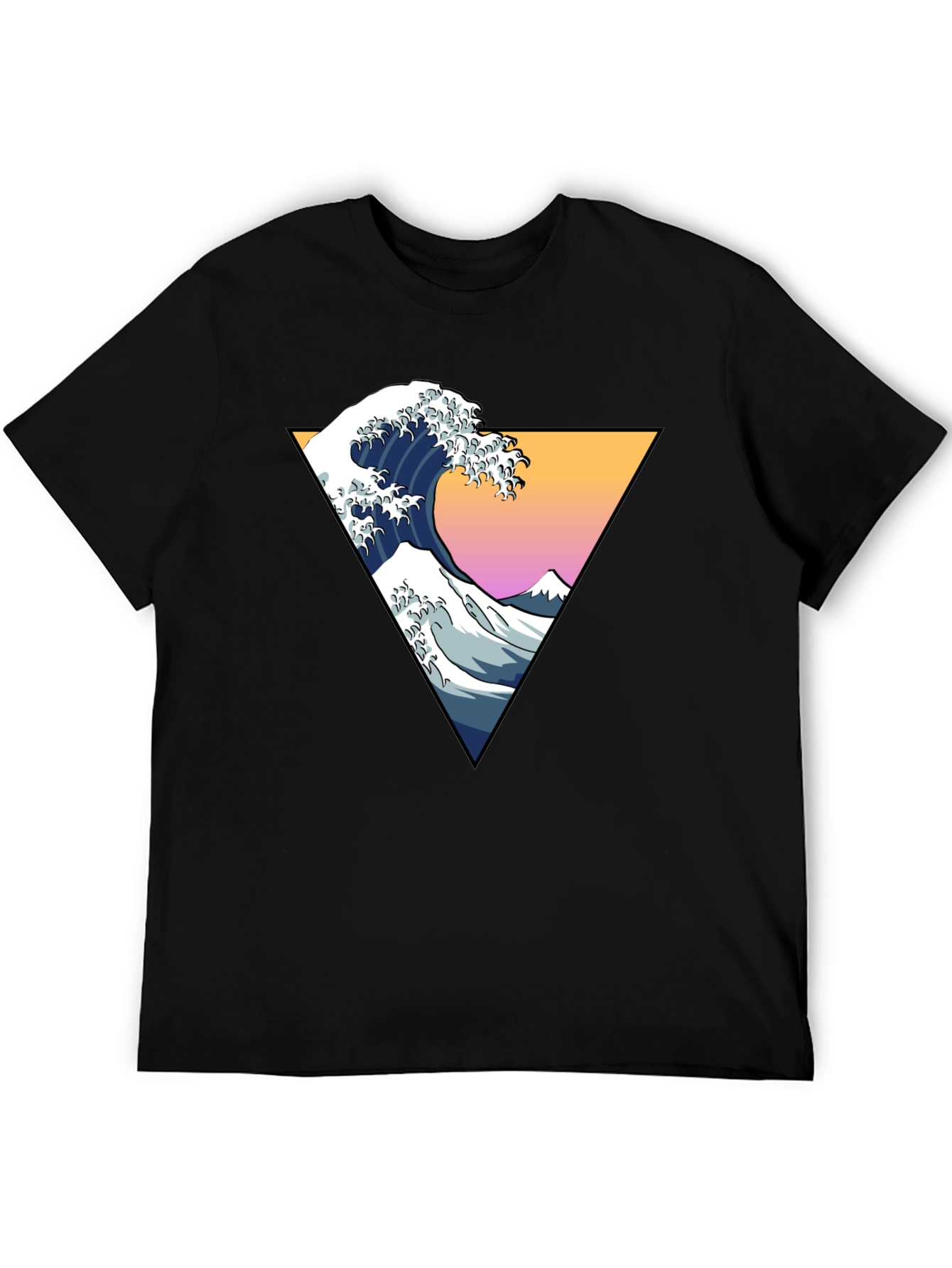 Great Wave Graphic Tee - Stylish Mens Black T-Shirt