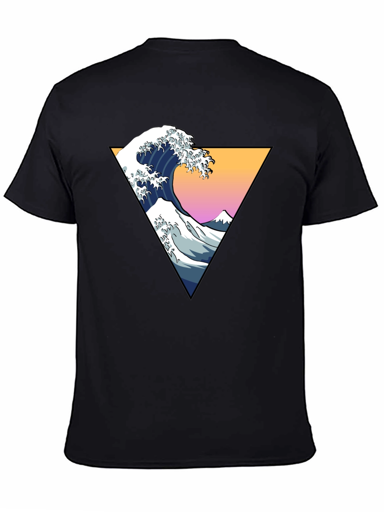 Great Wave Graphic Tee - Stylish Mens Black T-Shirt