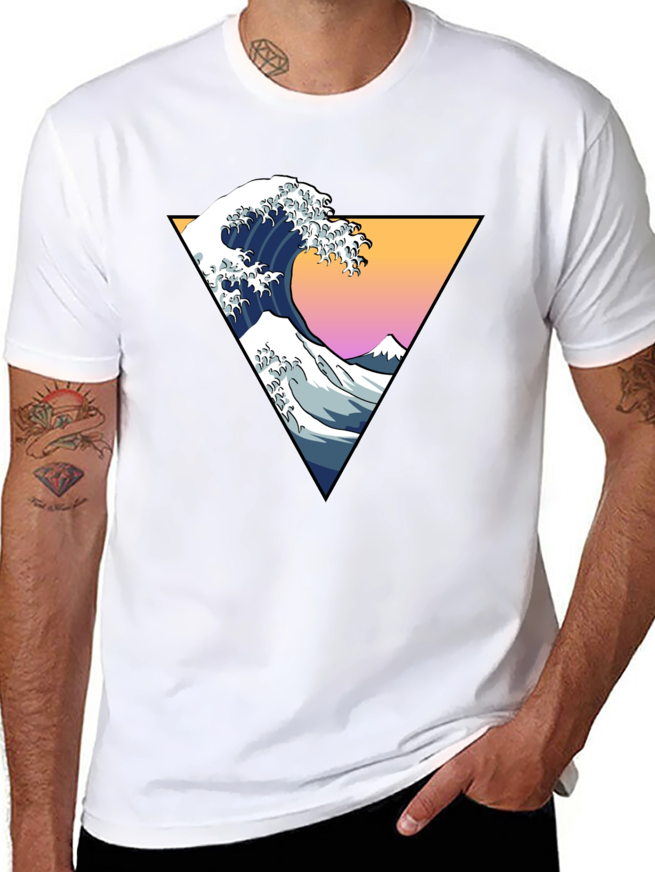 Great Wave Graphic Tee - Stylish Mens Black T-Shirt
