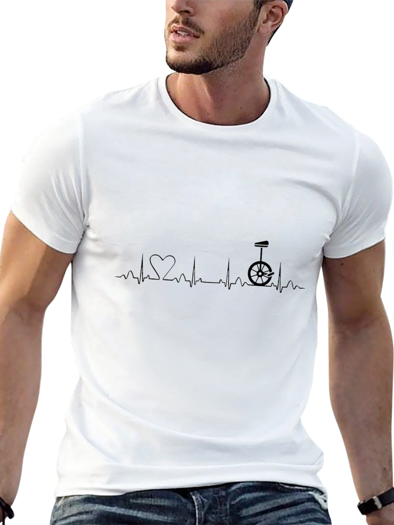 Heartbeat Unicycle Black T-Shirt