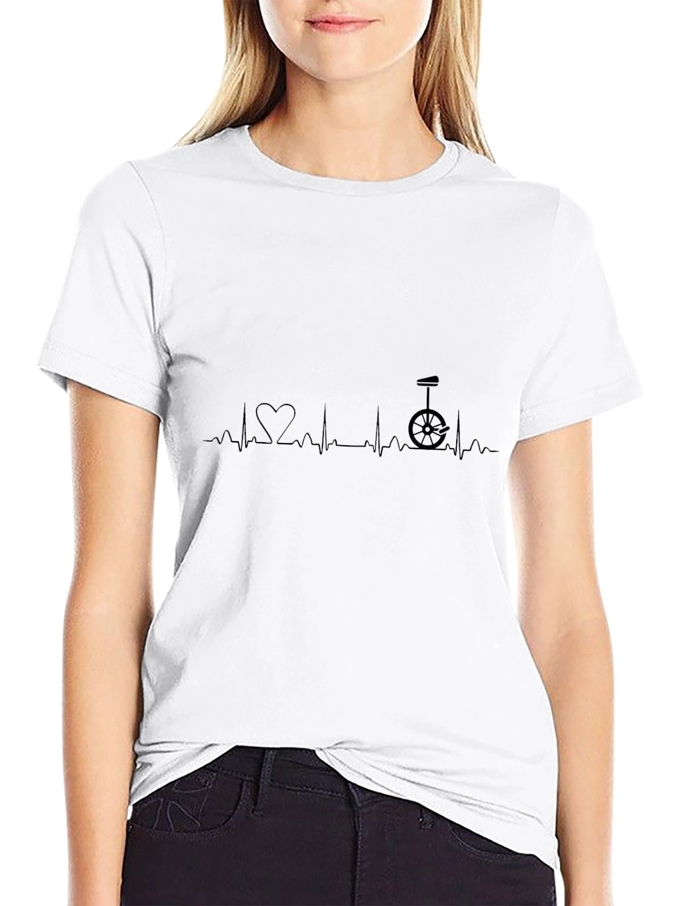 Heartbeat Unicycle Black T-Shirt